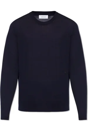 Salvatore Ferragamo Homme, Pulls, Bleu, Taille: S Pull Ras du Cou avec Logo Brodé