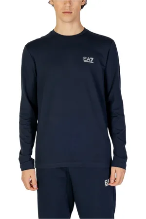 EA7 Homme, Tops, Bleu, Taille: S T-shirt à Manches Longues en Coton Core Identity