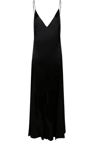 Elisabetta Franchi Femme, Robes, Noir, Taille: 36 FR Robe Nuisette en Satin de Soie à Col V
