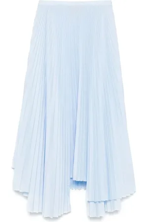 Plan C Femme, Jupes, Bleu, Taille: 36 FR Jupe Plissée Bleu Clair avec Ourlet Asymétrique