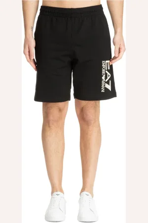 EA7 Homme, Shorts, Noir, Taille: XL Shorts de Piste à Taille Élastique avec Logo