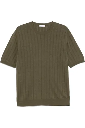 Boglioli Homme, Tops, Vert, Taille: XL T-shirt Olive Vert Côtelé