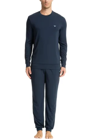 Emporio Armani Homme, Vêtements de nuit et de détente, Bleu, Taille: S Pyjama Uni Taille Moyenne avec Détails