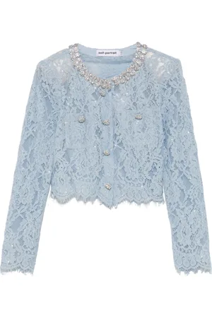 Self-Portrait Femme, Blouses et Chemises, Bleu, Taille: 36 FR Haut en dentelle
