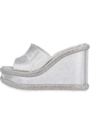 Casadei Femme, Chaussures, Gris, Taille: 37 EU Compensées en cuir et tissu