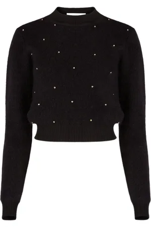 Nina Ricci Femme, Pulls, Noir, Taille: 46 FR Pull en mélange de mohair avec clous