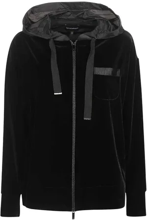 Emporio Armani Femme, Sweatshirts et sweats à capuche, Noir, Taille: 36 FR Sweat à Capuche Zippé Intégral avec Poche Avant