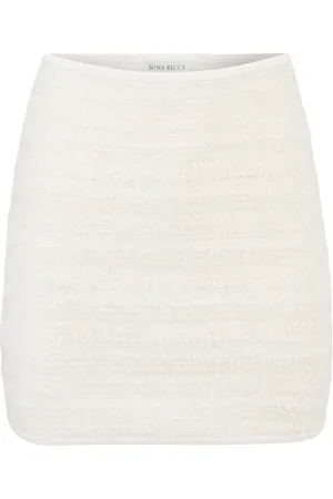 Nina Ricci Femme, Jupes, Blanc, Taille: 40 FR Mini-jupe en denim et tweed