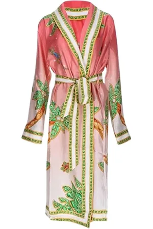 Casablanca Femme, Vêtements de nuit et de détente, Multicolore, Taille: 36 FR Peignoir Long Imprimé en Soie à Manches Longues