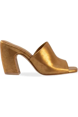 Cortana Femme, Chaussures, Jaune, Taille: 40 EU Mules Dorées à Bout Carré Métallisé