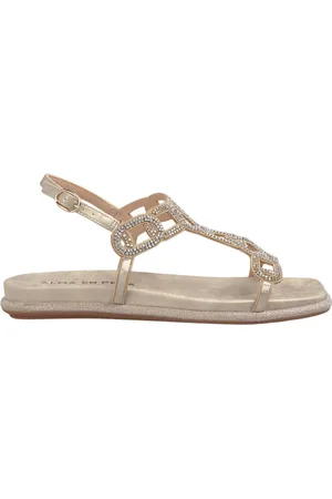 Alma en Pena Femme, Chaussures, Jaune, Taille: 39 EU Sandale à bride en strass brillant