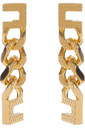 Elisabetta Franchi Femme, Accessoires, Jaune, Taille: ONE Size Boucles d`oreilles dorées avec logo en métal