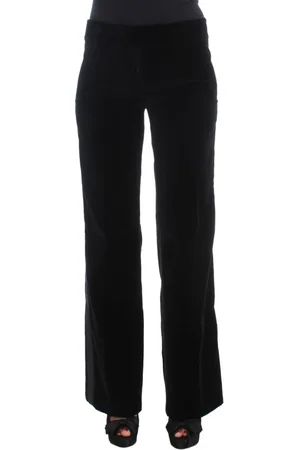 ERMANNO SCERVINO Femme, Pantalons, Noir, Taille: 36 FR Élégant Pantalon Noir Large en Mélange de Soie