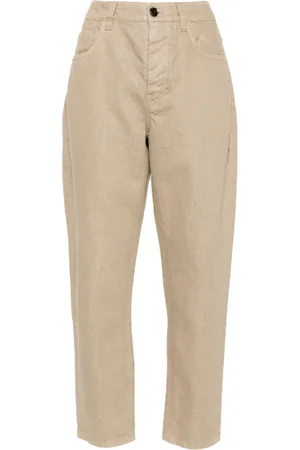 Brunello Cucinelli Femme, Pantalons, Brun, Taille: 38 FR Jean Slim Cropped Marron Café