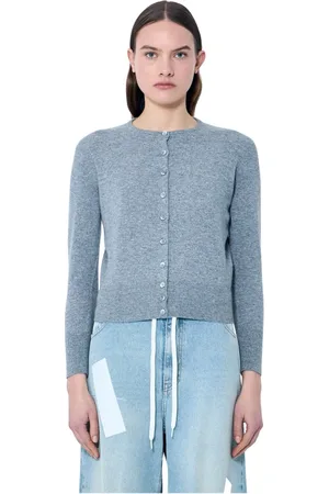 Maison Margiela Femme, Pulls, Gris, Taille: 42 FR Cardigan en laine tricotée à boutons sur le devant