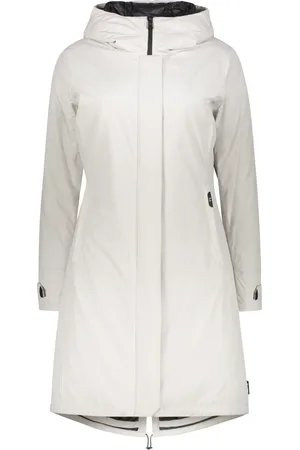 HERNO Femme, Manteaux, Blanc, Taille: 38 FR Veste imperméable à capuche avec fermeture à glissière double