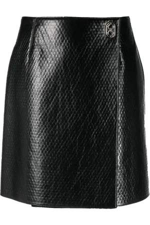 Salvatore Ferragamo Femme, Jupes, Noir, Taille: 36 FR Jupe en cuir noir
