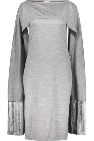 Burberry Femme, Robes, Gris, Taille: 30 FR Robe en laine à franges avec détails découpés
