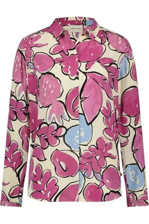 Fabienne Chapot Femme, Blouses et Chemises, Multicolore, Taille: 36 FR Chemisier à Manches Longues Imprimé Violet et Bleu