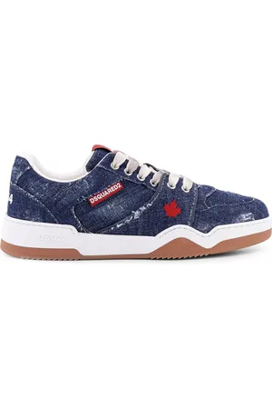 Dsquared2 Homme, Chaussures, Bleu, Taille: 42 1/2 EU Baskets en denim Spiker avec broderie emblématique