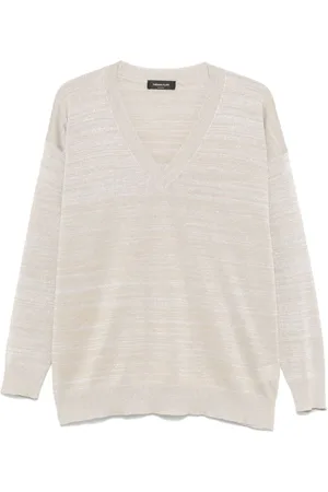 Fabiana Filippi Femme, Pulls, , Taille: 38 FR Pull Col V Lamé Gris Clair