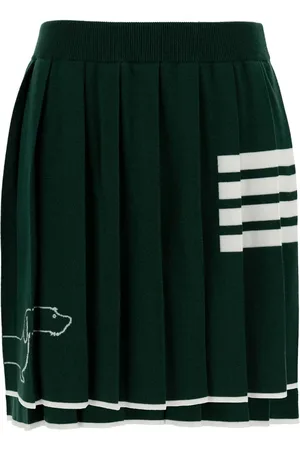 Thom Browne Femme, Jupes, Vert, Taille: 36 FR Icon Pleated Mini Skirt