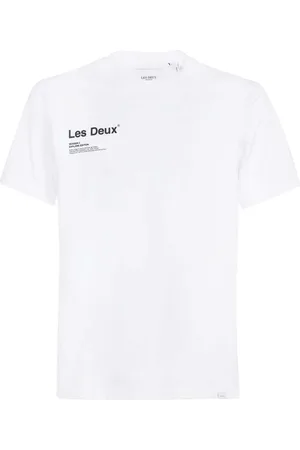 Les Deux Homme, Tops, Blanc, Taille: S T-shirt ras du cou Brody avec imprimé au dos