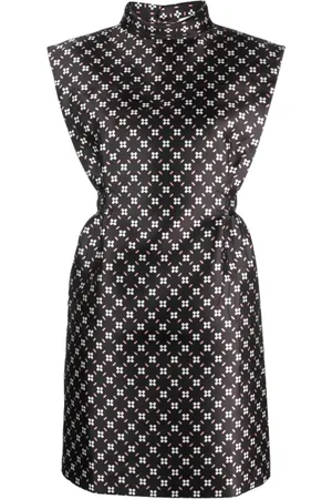 Lanvin Femme, Robes, Noir, Taille: 38 FR Mini-robe satinée à imprimé floral