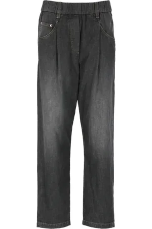 Brunello Cucinelli Femme, Jeans, Gris, Taille: 38 FR Jean en coton gris avec taille élastique