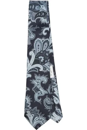 Etro Homme, Accessoires, Bleu, Taille: ONE Size Cravate Jacquard à Motifs Bleu Marine