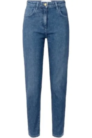 Elisabetta Franchi Femme, Jeans, Bleu, Taille: W30 Pantalon Slim Fit en Denim et Sequins Étincelants
