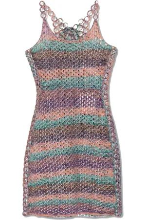 Chloé Femme, Robes, Multicolore, Taille: 38 FR Mini-robe en crochet avec détails dorés