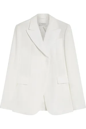 Sportmax Femme, Vestes, Blanc, Taille: 36 FR Blazer Blanc en Viscose et Lin