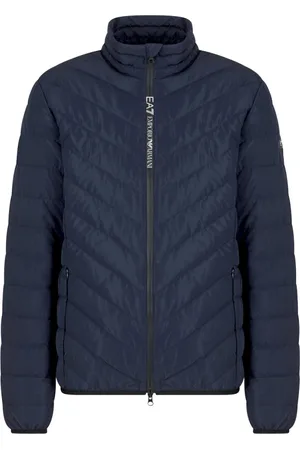 EA7 Homme, Vestes, Bleu, Taille: S Doudoune Bleue Chevron Matelassée