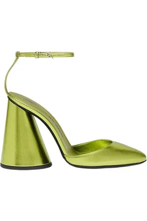 The Attico Femme, Chaussures, Vert, Taille: 36 EU Sandales à Talons Luz Vert Acide Laminé
