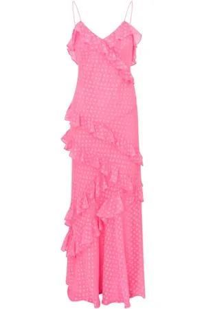 LOVESHACKFANCY Femme, Robes, Rose, Taille: 40 FR Robe à Volants Rialto avec Clip Coeur