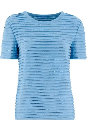 ERMANNO SCERVINO Femme, Tops, Bleu, Taille: 36 FR T-shirt Tricot Orné de Cristaux
