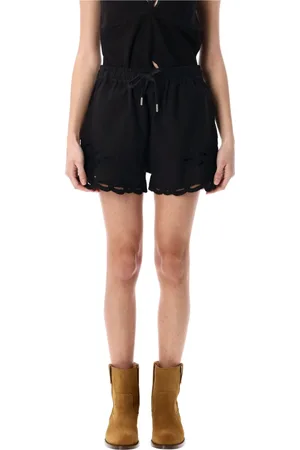 Isabel Marant Femme, Shorts, Noir, Taille: 38 FR Shorts en Coton Noir avec Broderie