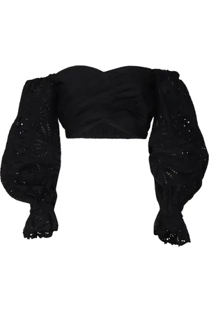 Self-Portrait Femme, Blouses et Chemises, Noir, Taille: 38 FR Haut Noir Cœur et Manches Ballons