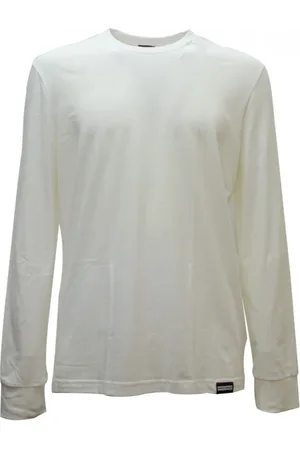 Dsquared2 Homme, Tops, Blanc, Taille: L T-Shirt Blanc à Manches Longues avec Logo