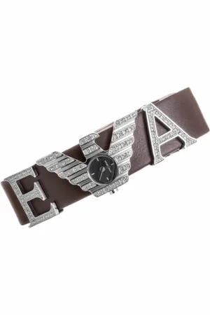 Emporio Armani Femme, Accessoires, Gris, Taille: ONE Size Montre Quartz Femme Cuir Argenté