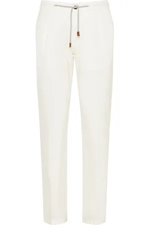 ELEVENTY Homme, Pantalons, Blanc, Taille: W34 Pantalon à Cordon en Soie et Coton