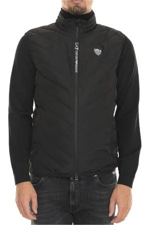 EA7 Homme, Vestes, Noir, Taille: 2XL Veste Matelassée avec Logo Latéral