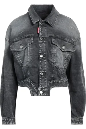 Dsquared2 Femme, Vestes, Noir, Taille: 38 FR Veste en jean délavée rose noire