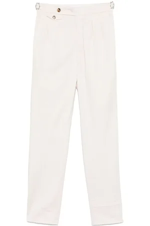 Brunello Cucinelli Homme, Pantalons, Blanc, Taille: XL Pantalon Tailleur avec Taille Ajustable