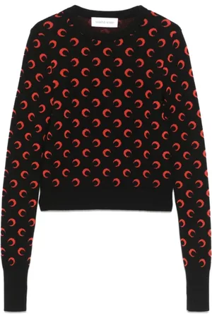 Marine Serre Femme, Pulls, Noir, Taille: 38 FR Pull Jacquard Lune