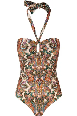 ZIMMERMANN Femme, Maillots de bain, Multicolore, Taille: 42 FR Maillot de Bain Une Pièce à Col Halter et Imprimé Paisley