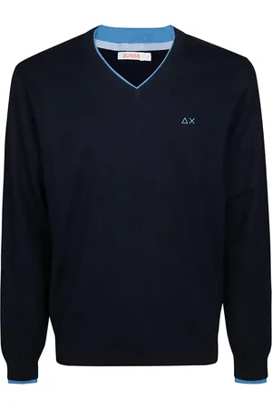sun68 Homme, Pulls, Bleu, Taille: L Pull Double Côte Col V