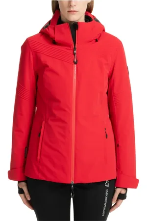 EA7 Femme, Sport, Rouge, Taille: 38 FR Veste de Ski à Capuche