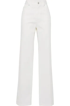 Brunello Cucinelli Femme, Pantalons, Blanc, Taille: 38 FR Pantalon Contemporain pour un Style Moderne